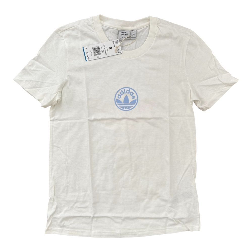 Adidas Originals Circle Trefoil Graphic T-Shirt White Blue Orange NWT Size S